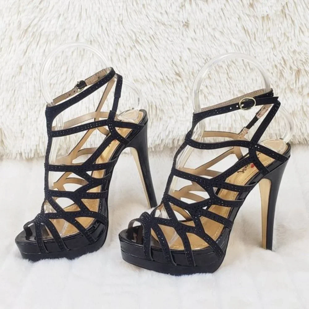 Luichiny Geo Cage Rhinestone Strap Platform High Heel - Picture 2 of 6